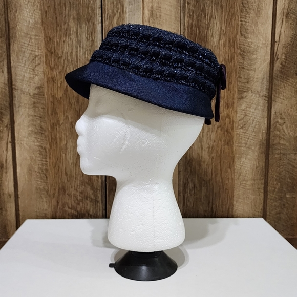 Vtg Original Caroline Blue Fancy Church Hat Structured Rare - Picture 7 of 16